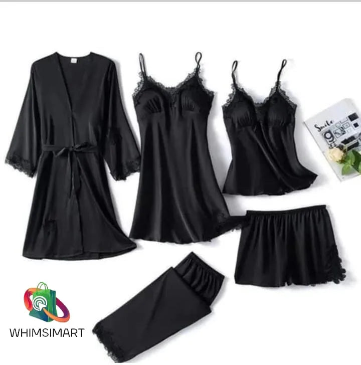 Pack of 5 Silk Nighties Elegant Nightwear Set