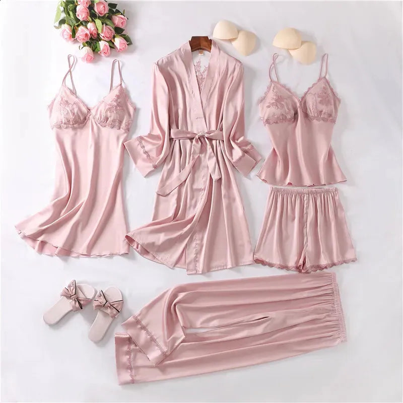 Pack of 5 Silk Nighties Elegant Nightwear Set