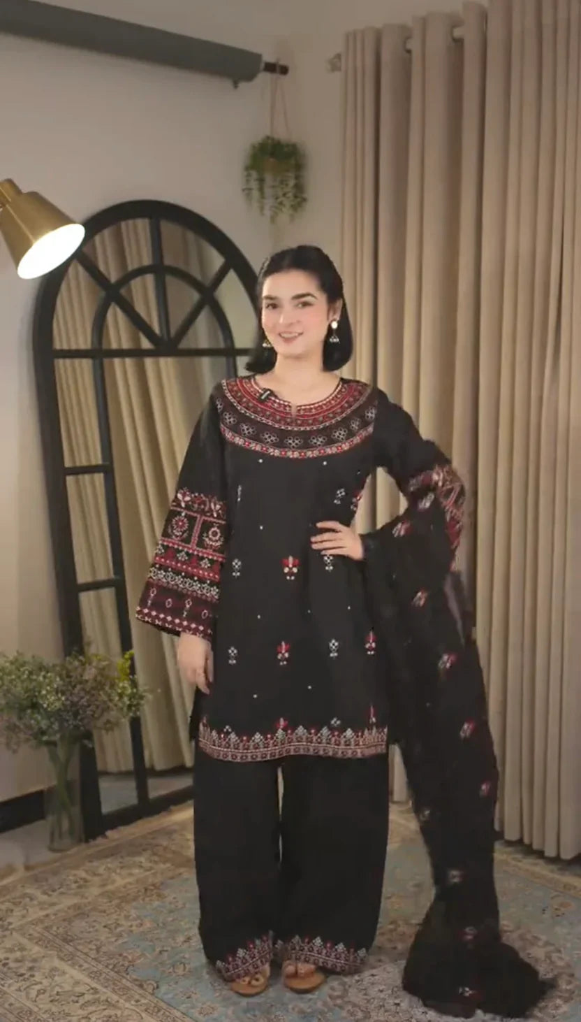 Elegant 3 Piece Stitched Dress