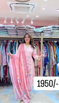 Pink Embroidered Stitched 3 piece