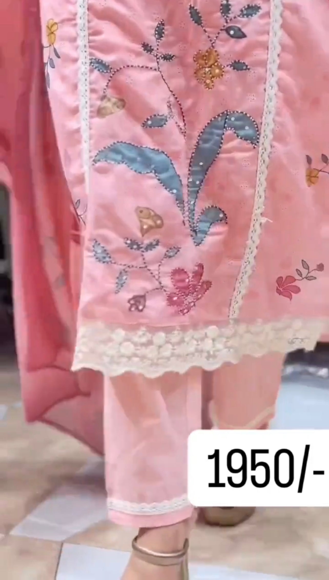 Pink Embroidered Stitched 3 piece