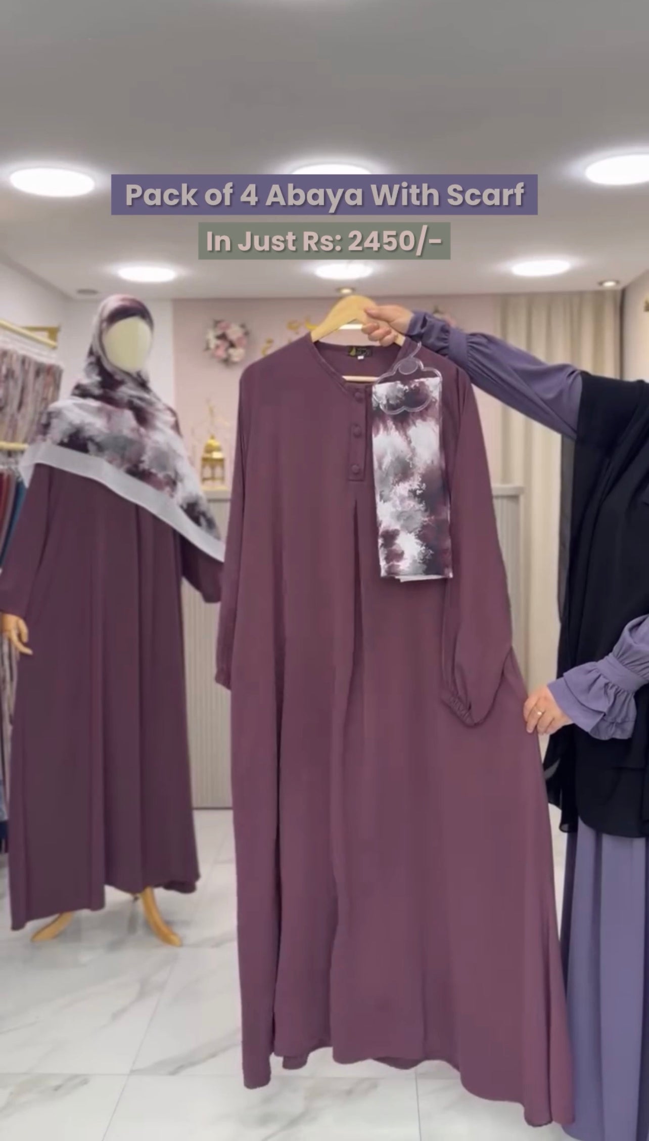 Pack Of 4 Abaya With Scarf