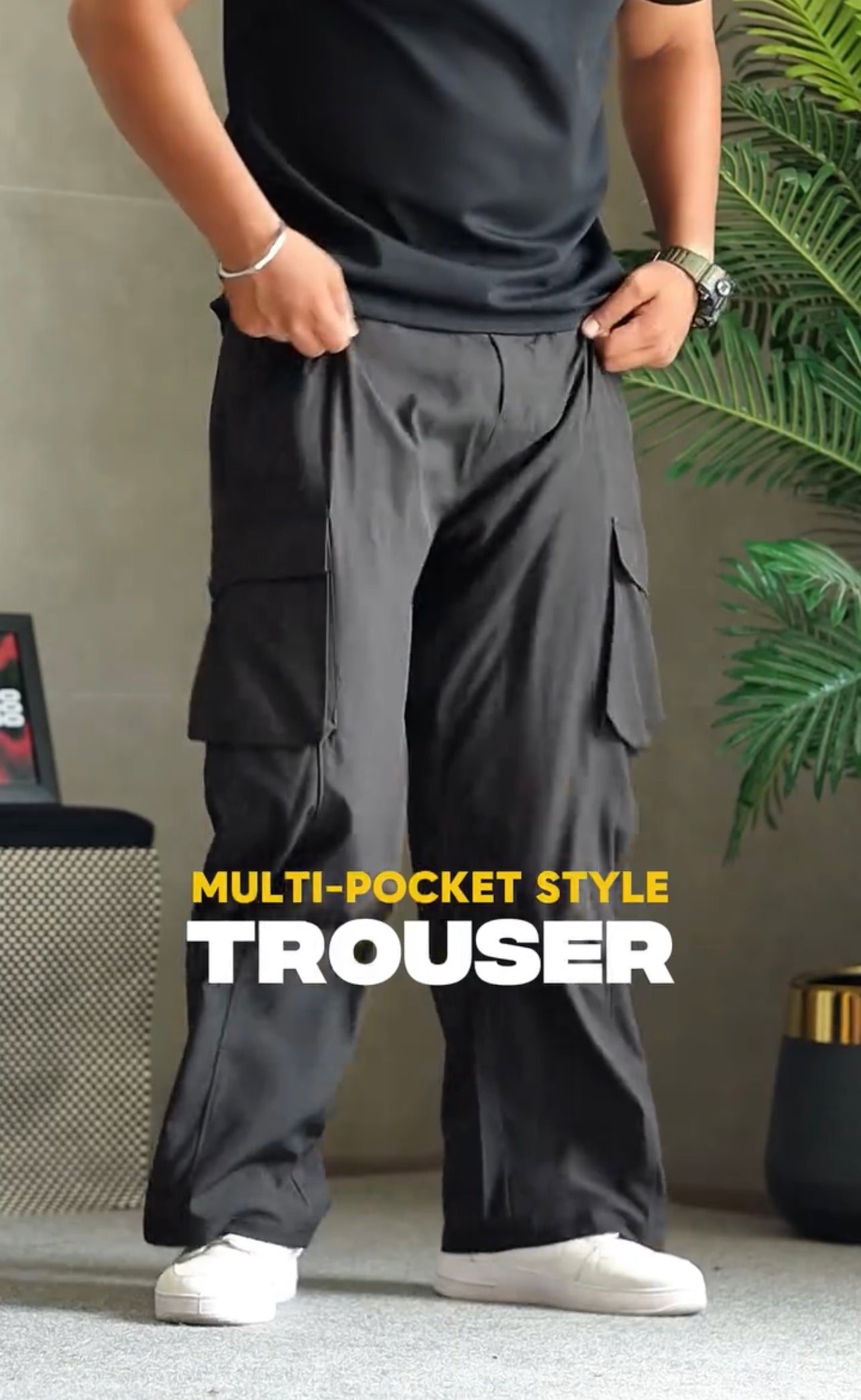 Multi-Pocket Loose Bottom Pack Of 4 Trouser