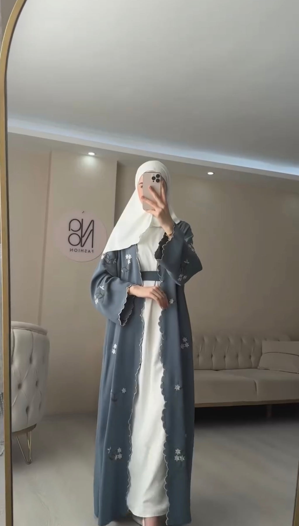 Women Pack OF 2 Abaya With White Scarf