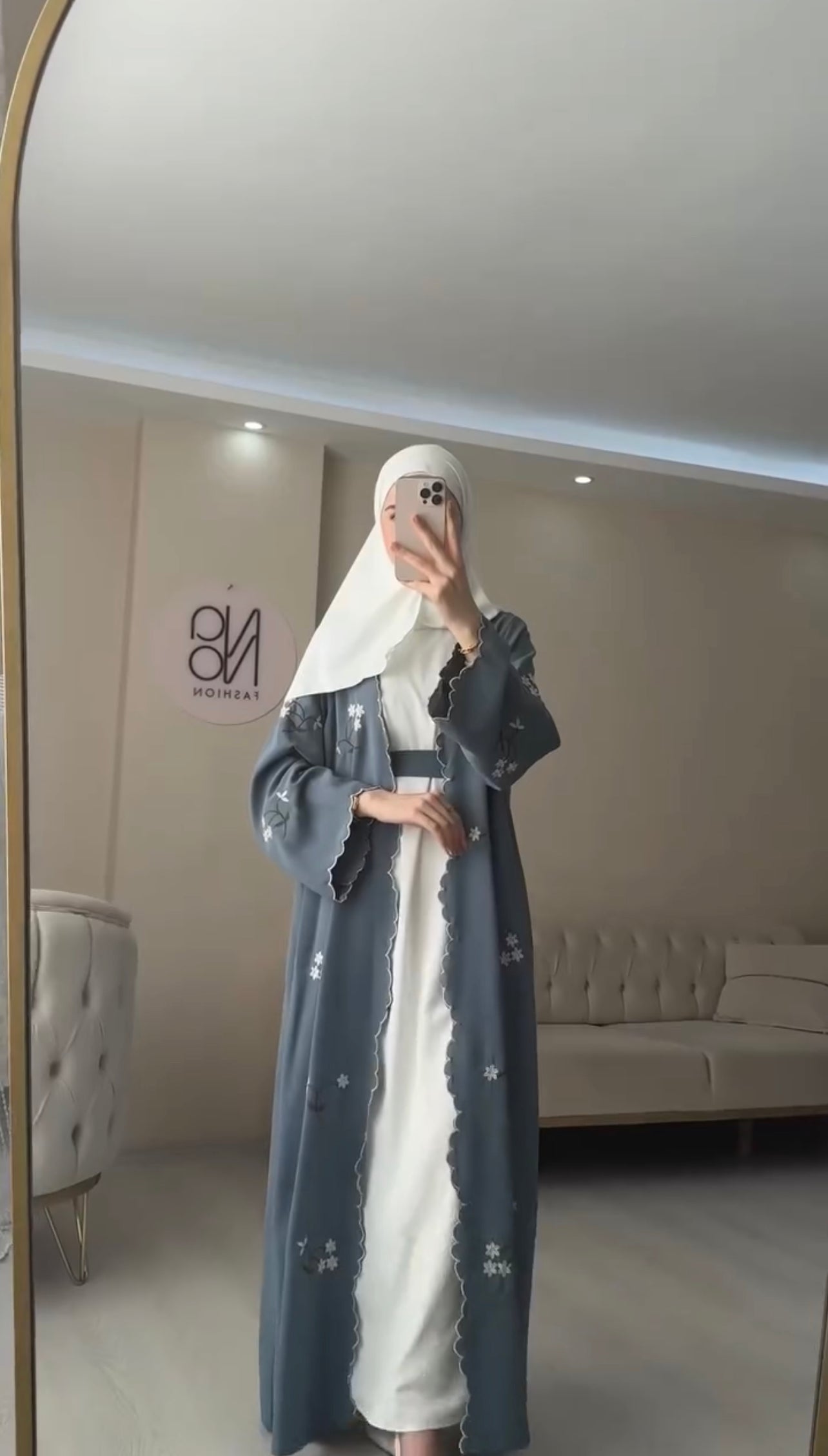 Women Pack OF 2 Abaya With White Scarf