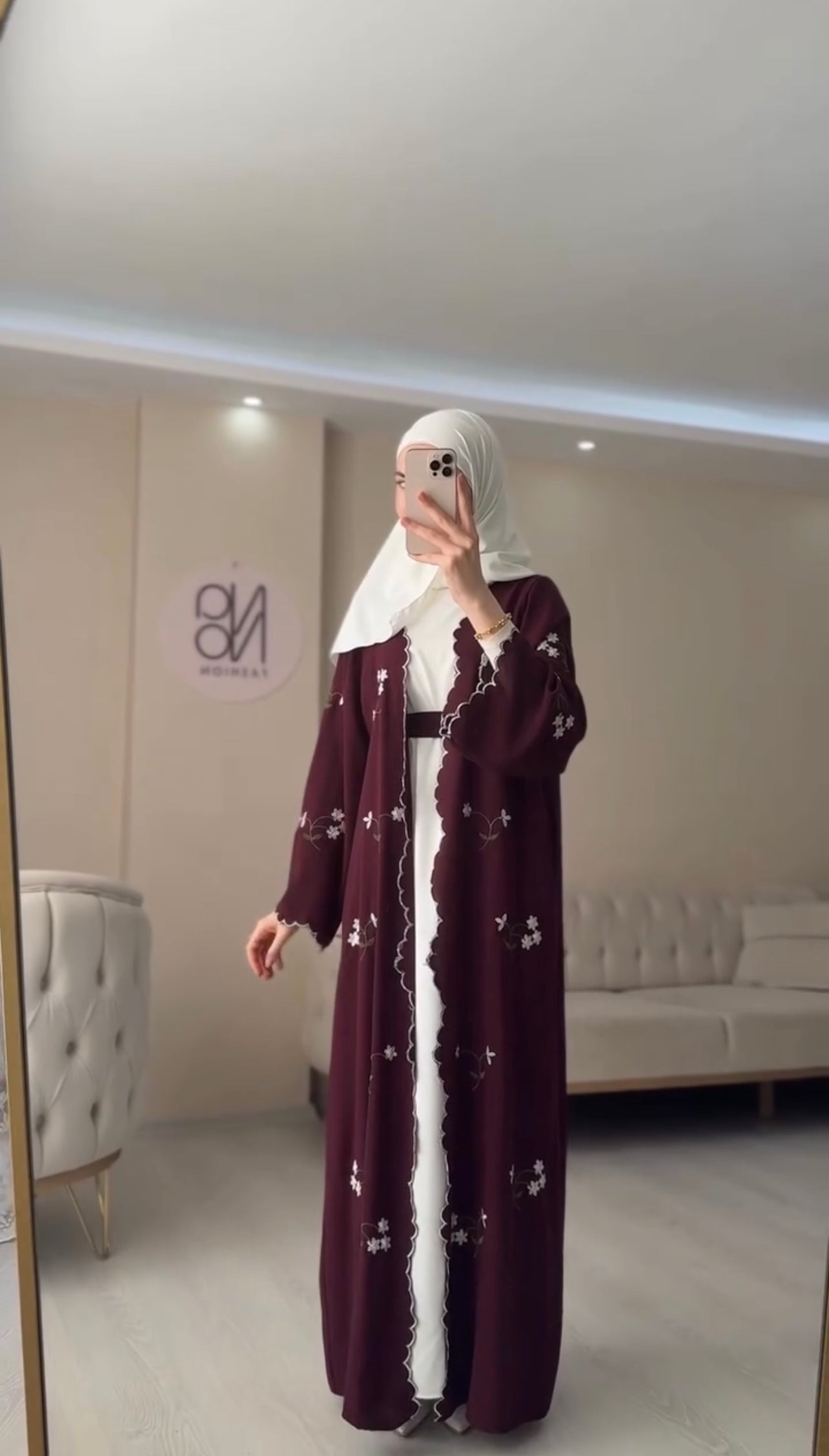 Women Pack OF 2 Abaya With White Scarf