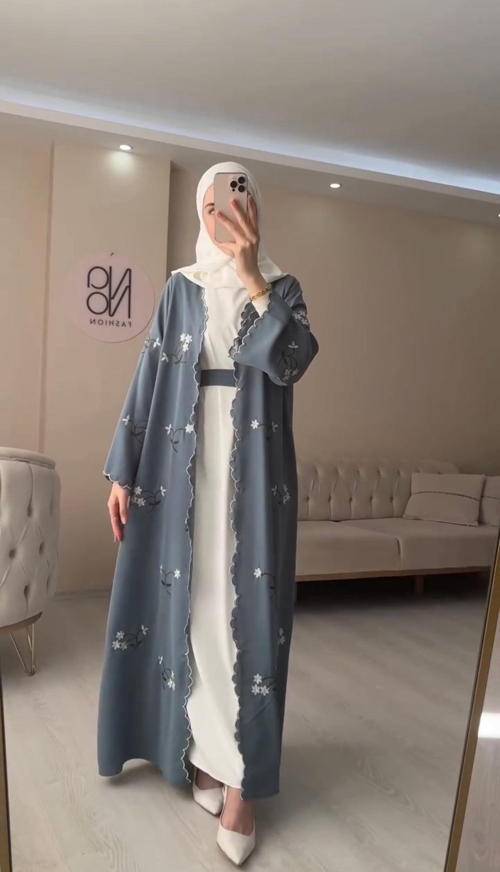 Women Pack OF 2 Abaya With White Scarf