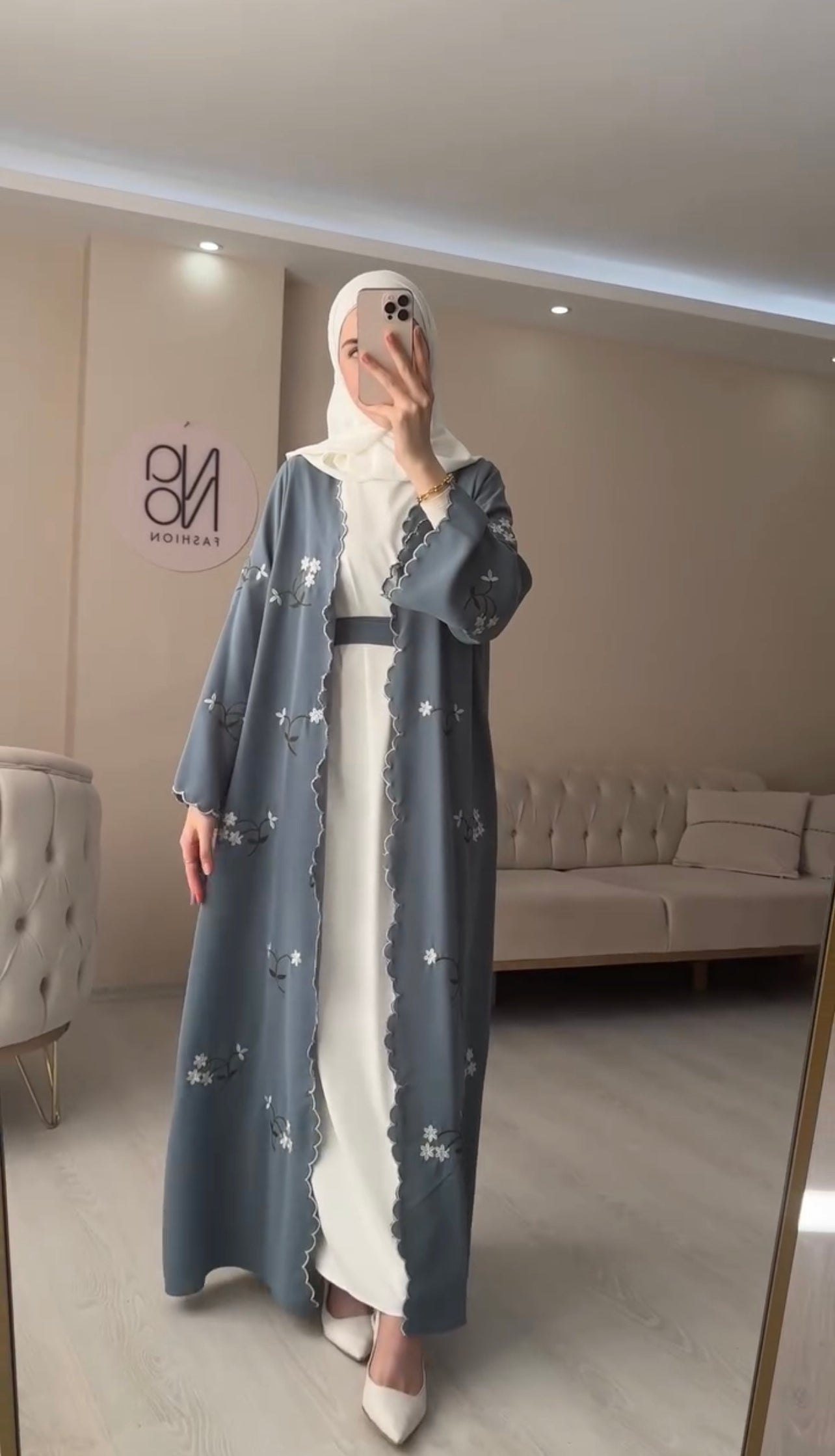 Women Pack OF 2 Abaya With White Scarf