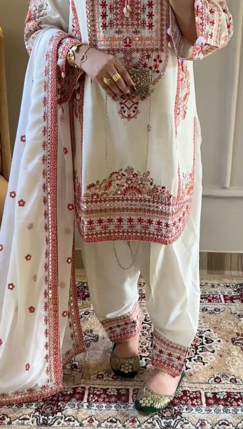 Afrozeh Traditional 3Pcs Stitched Dress