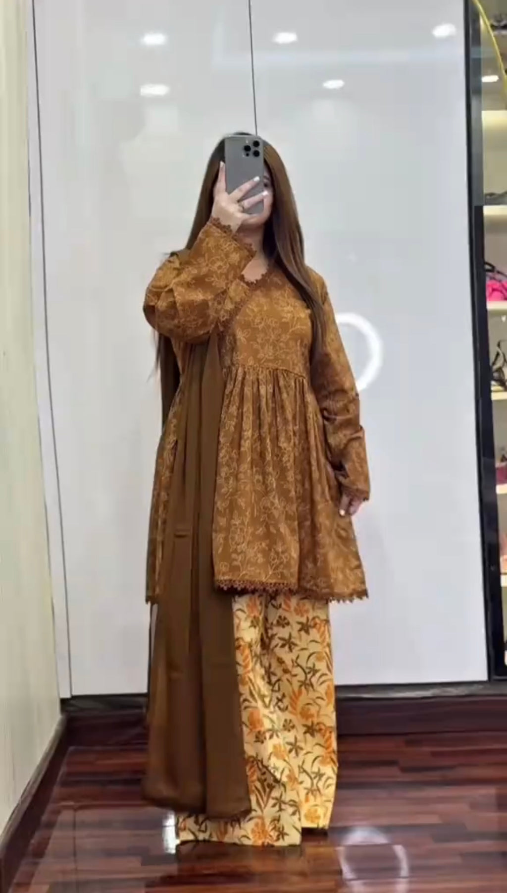 Elevated 3-Piece Printed Lawn Frock with Plazo