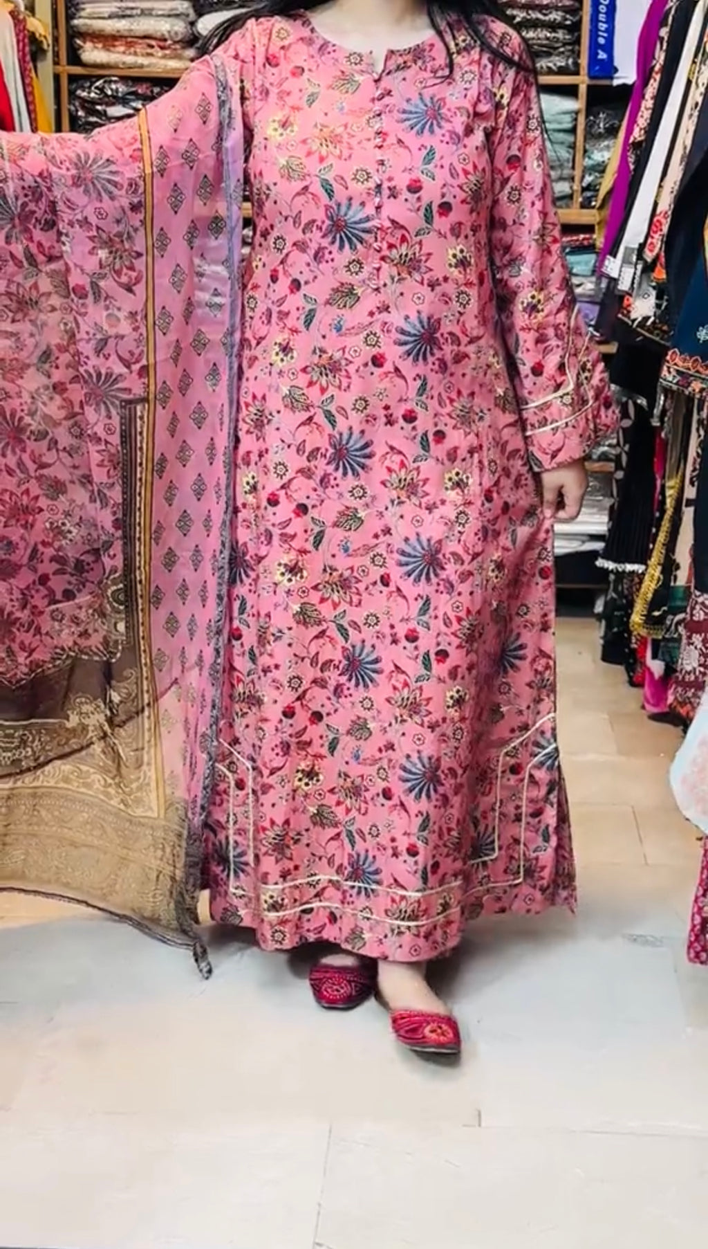 Afrozeh Long length 3 Piece Stitched Dress