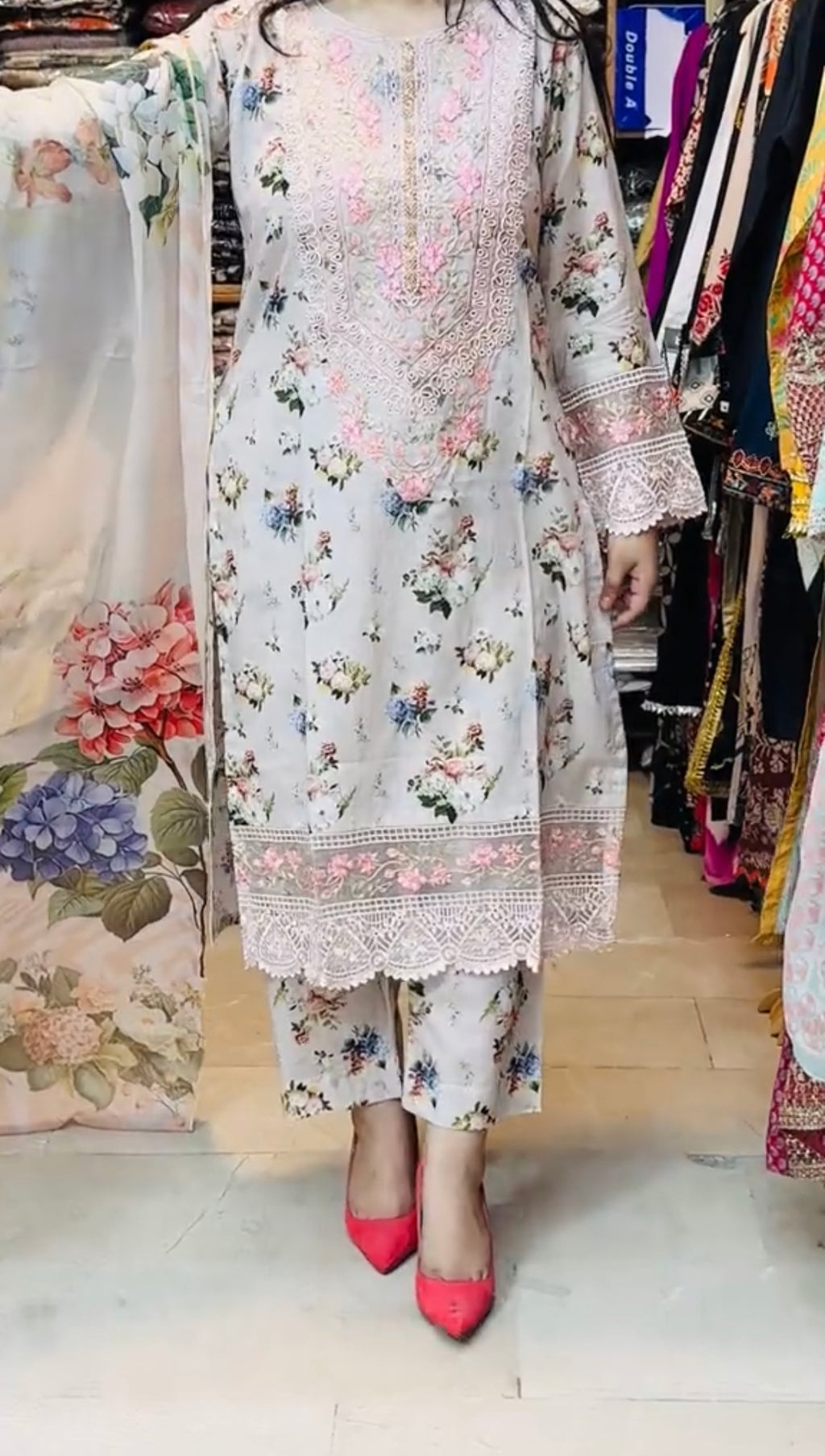 Pretty Embroidered 3 Piece Dress