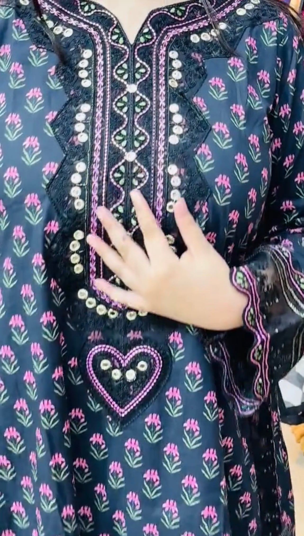 Flower Print 3 Piece Stitched Dress