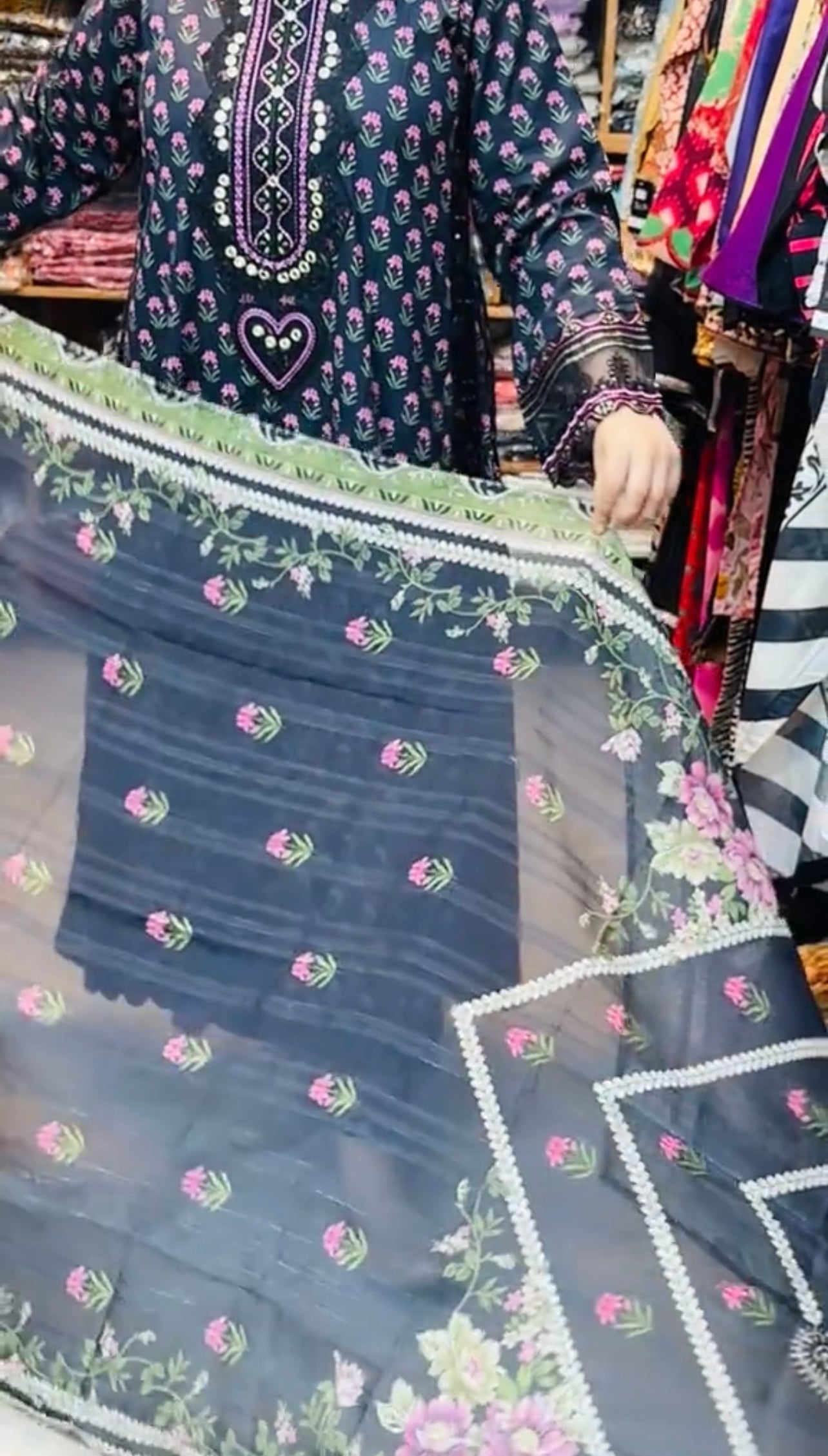 Flower Print 3 Piece Stitched Dress