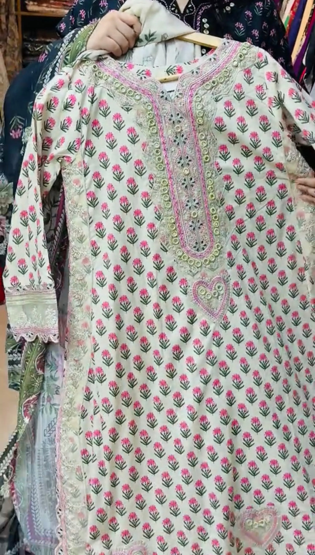 Flower Print 3 Piece Stitched Dress