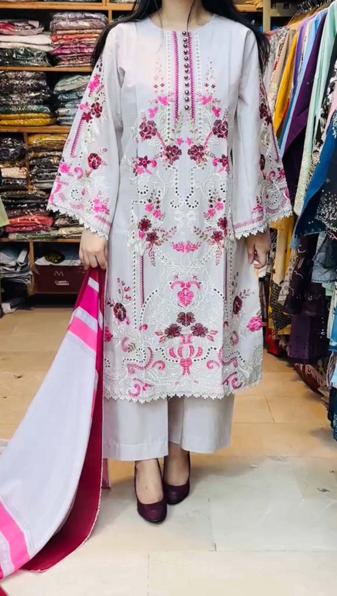 Embroidered 3 Piece Stiched Dress