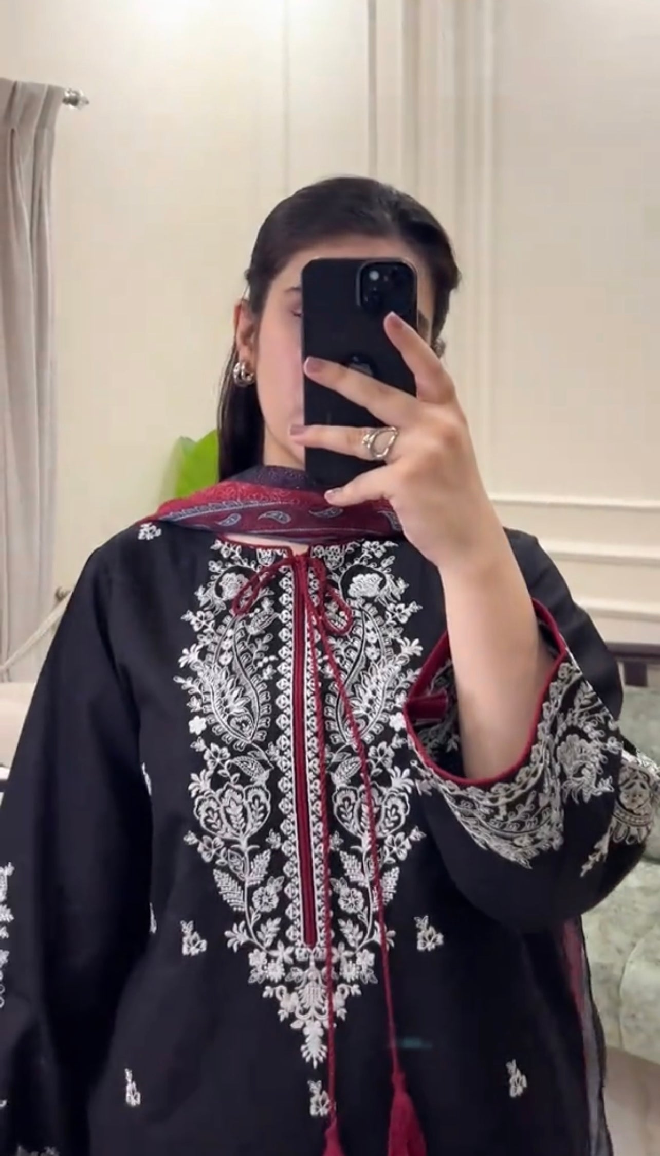 Black Stunning 3 Piece Farshi Shalwar Dress