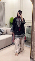 Black Stunning 3 Piece Farshi Shalwar Dress