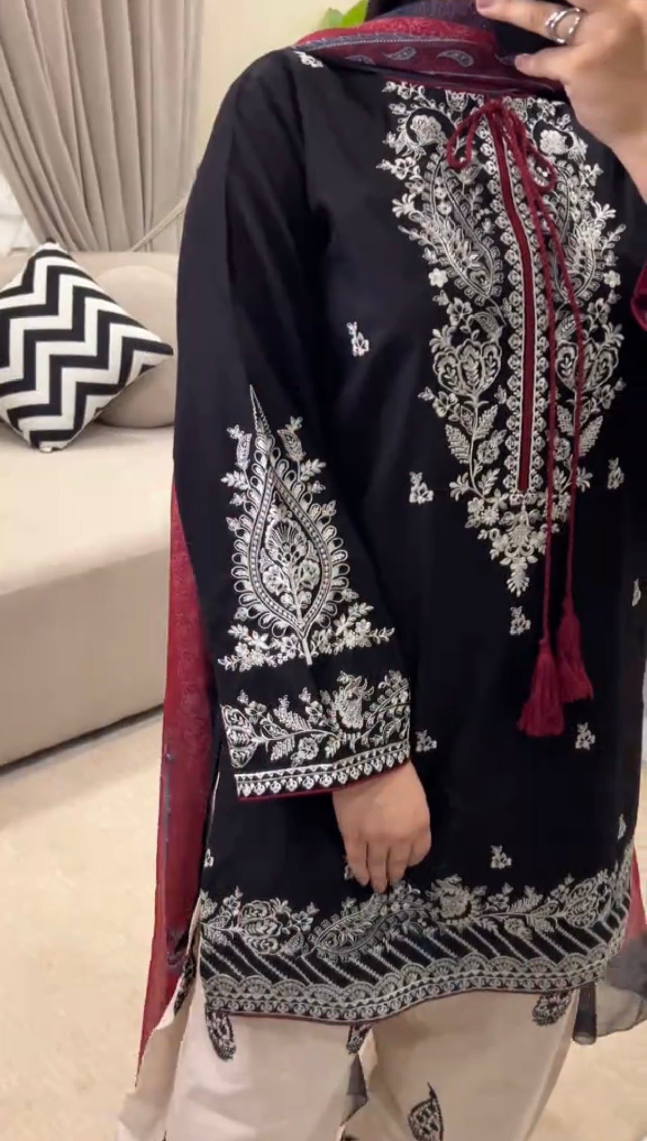 Black Stunning 3 Piece Farshi Shalwar Dress