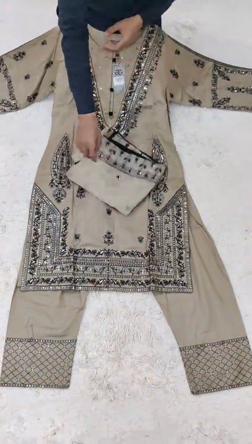 3 Piece Embroidered Stitched Party Wear Dress
