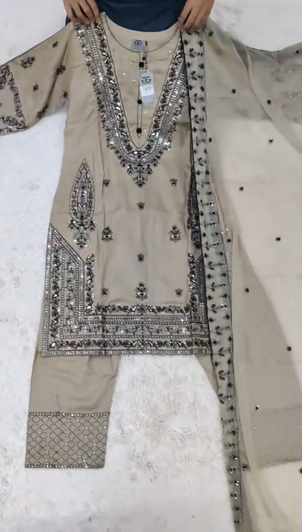 3 Piece Embroidered Stitched Party Wear Dress