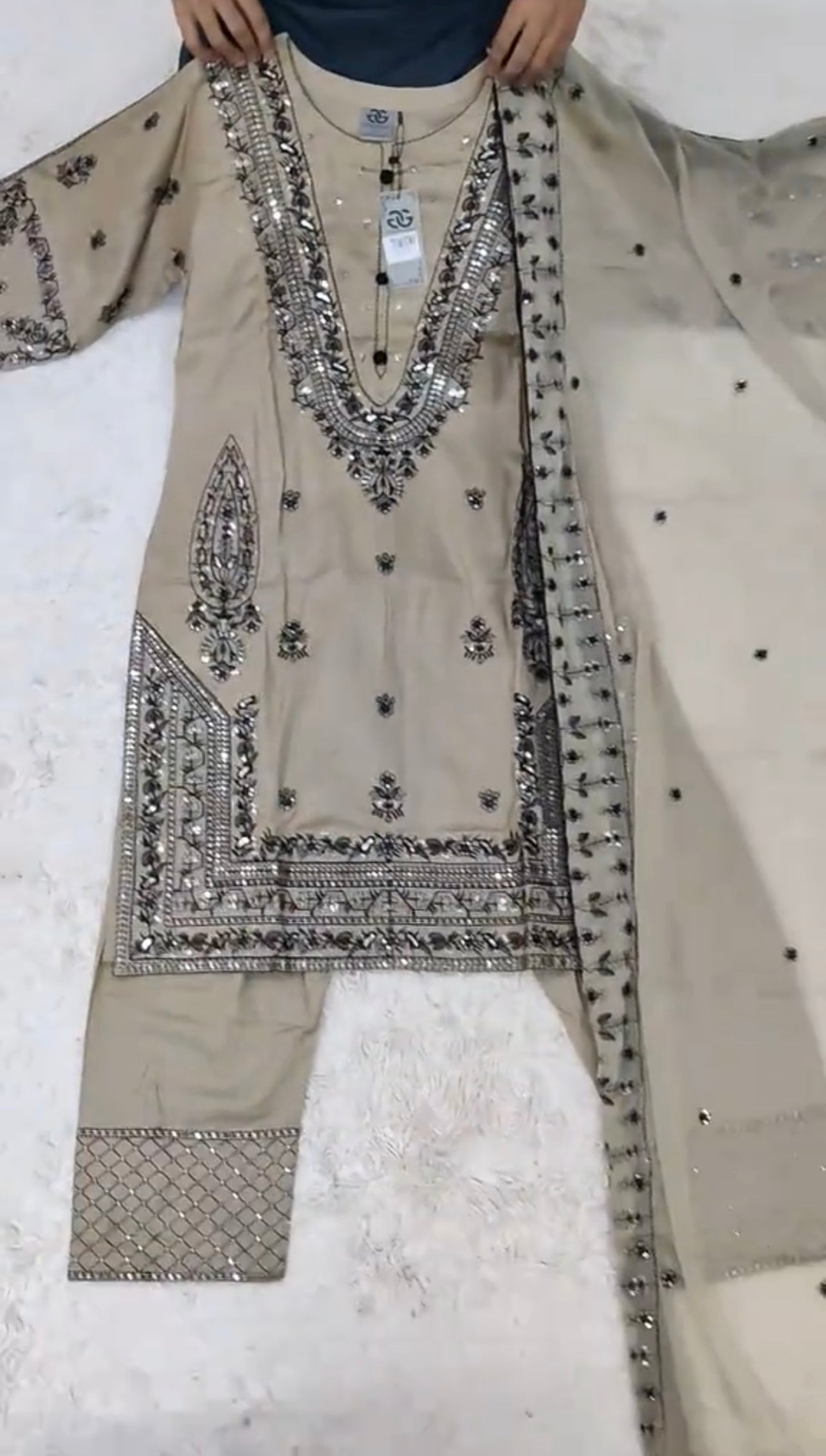 3 Piece Embroidered Stitched Party Wear Dress