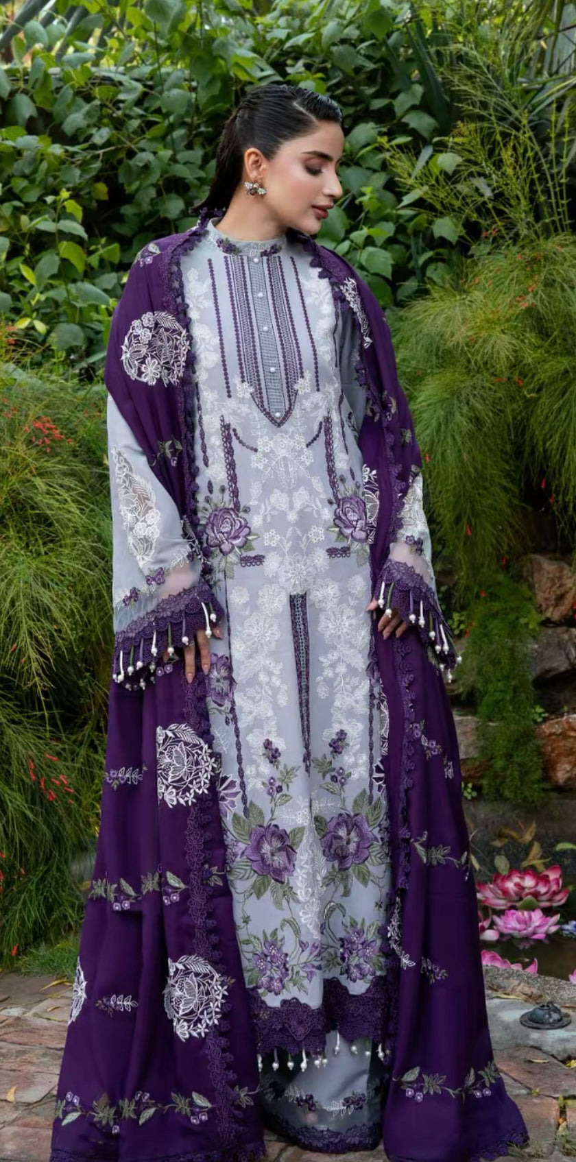 Afrozeh Emb 3pc With Pashmina Shawl