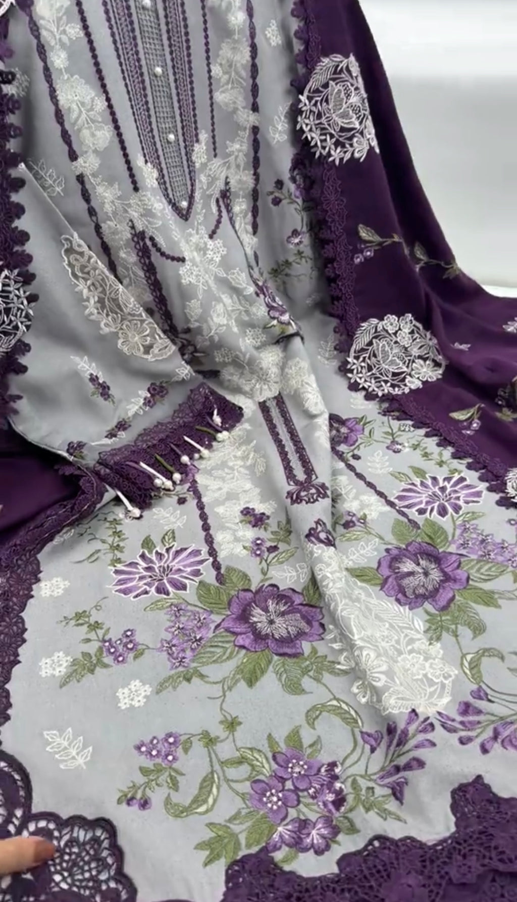 Afrozeh Emb 3pc With Pashmina Shawl