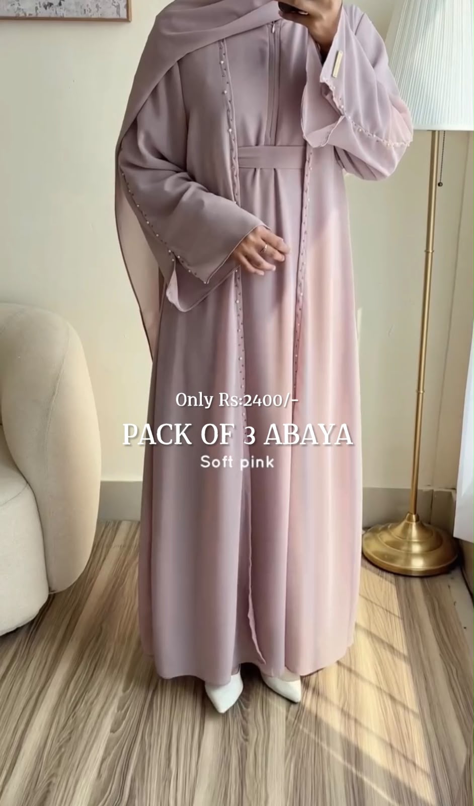 Pack Of 3 Comfort Abaya With Scarf