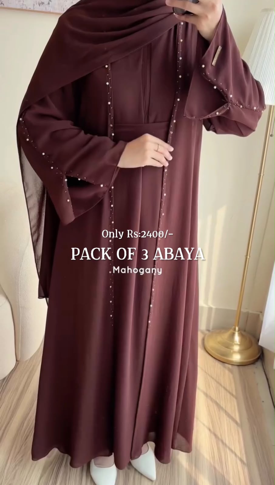 Pack Of 3 Comfort Abaya With Scarf