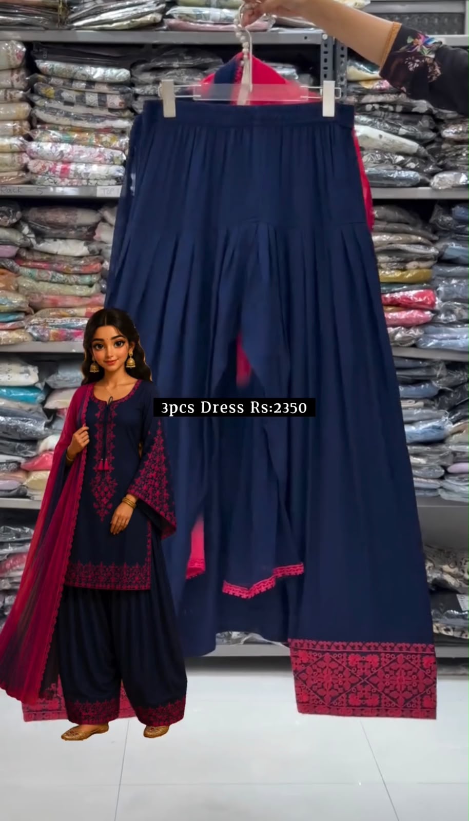 Afrozeh 3 Pcs Embroidered Dress