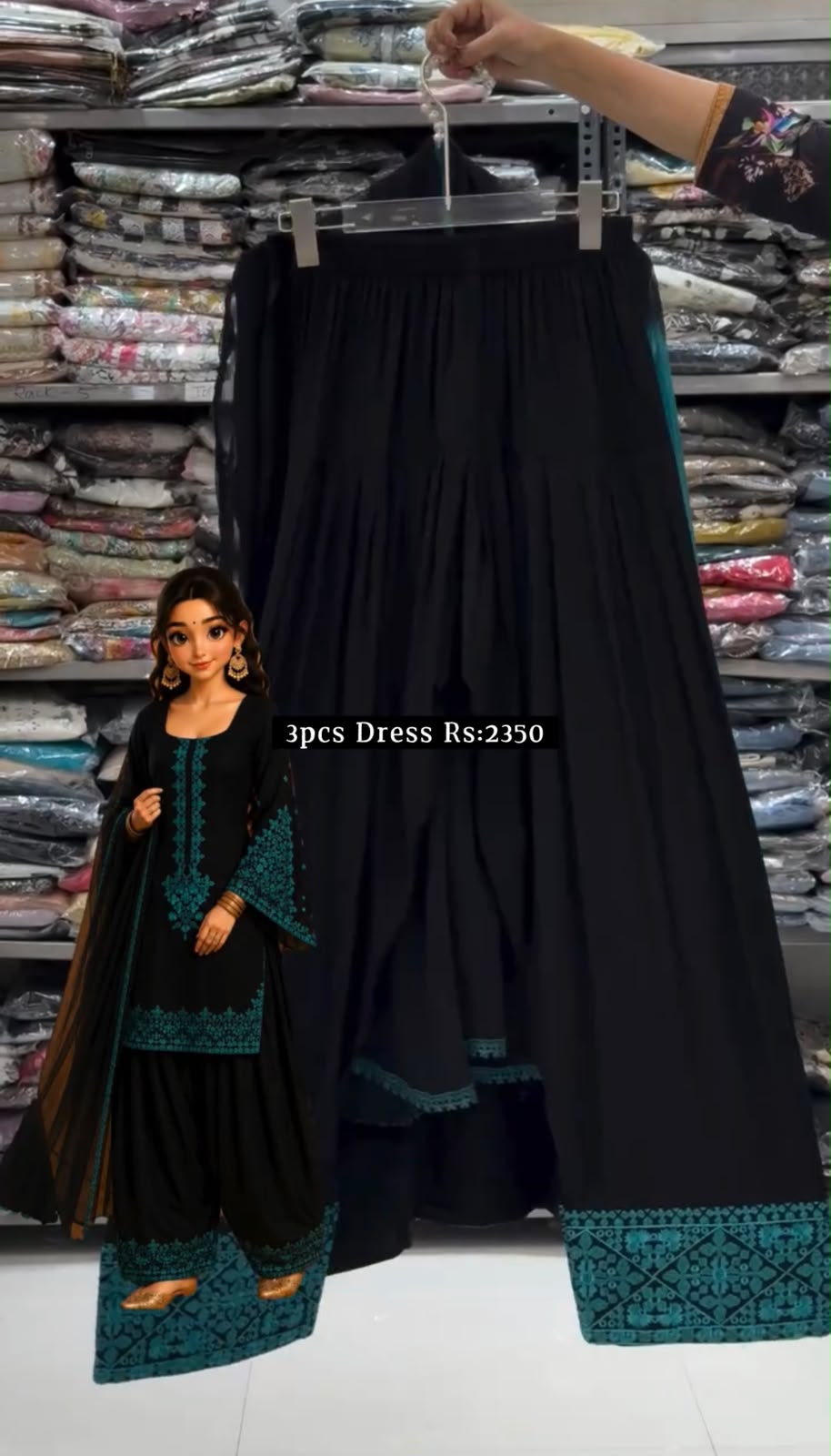 Afrozeh 3 Pcs Embroidered Dress