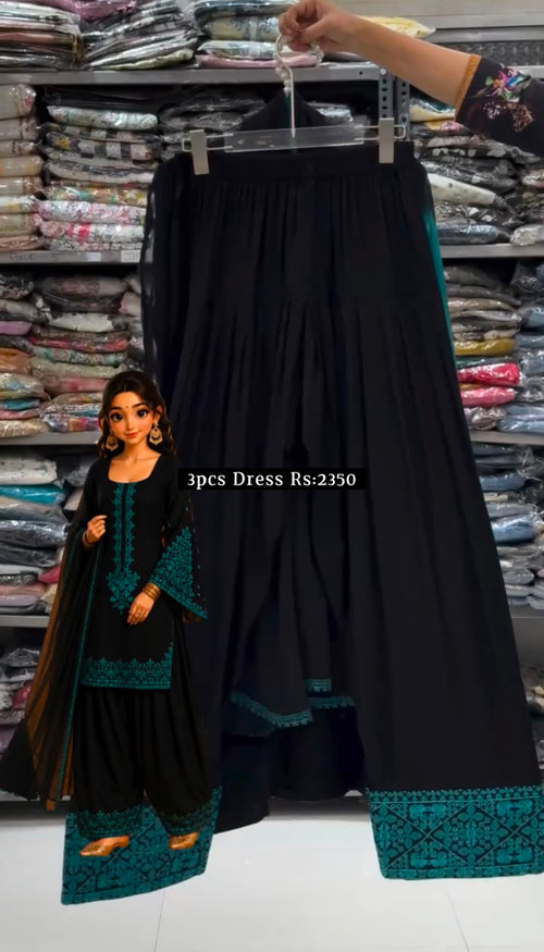 Afrozeh 3 Pcs Embroidered Dress