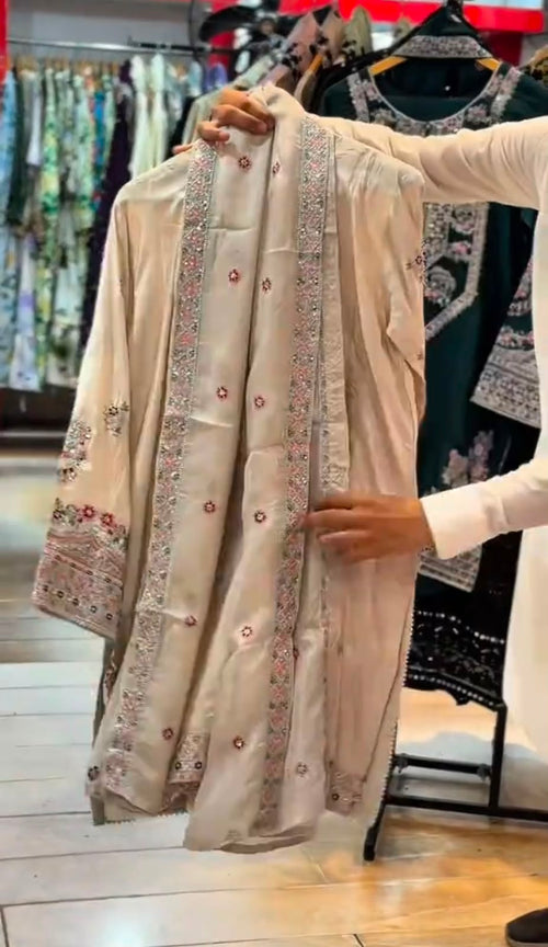 Afrozeh 3 Piece Embroidered Suit