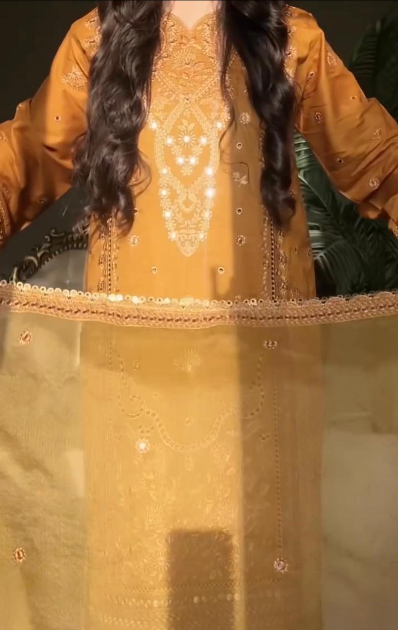 Afrozeh 3 Piece Embroidered Dress