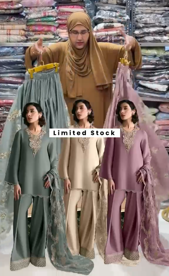 Farshi Bottom 3 Piece Embroidered Dress