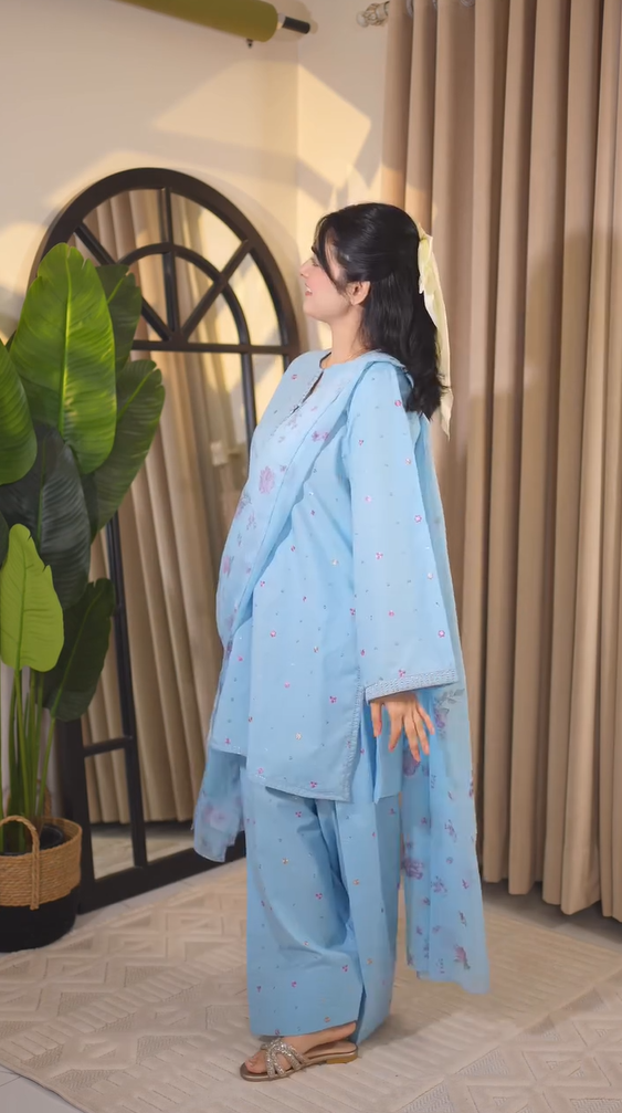Skyblue Afrozeh 3 Piece Dress