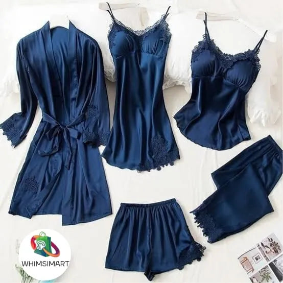 Pack of 5 Silk Nighties Elegant Nightwear Set