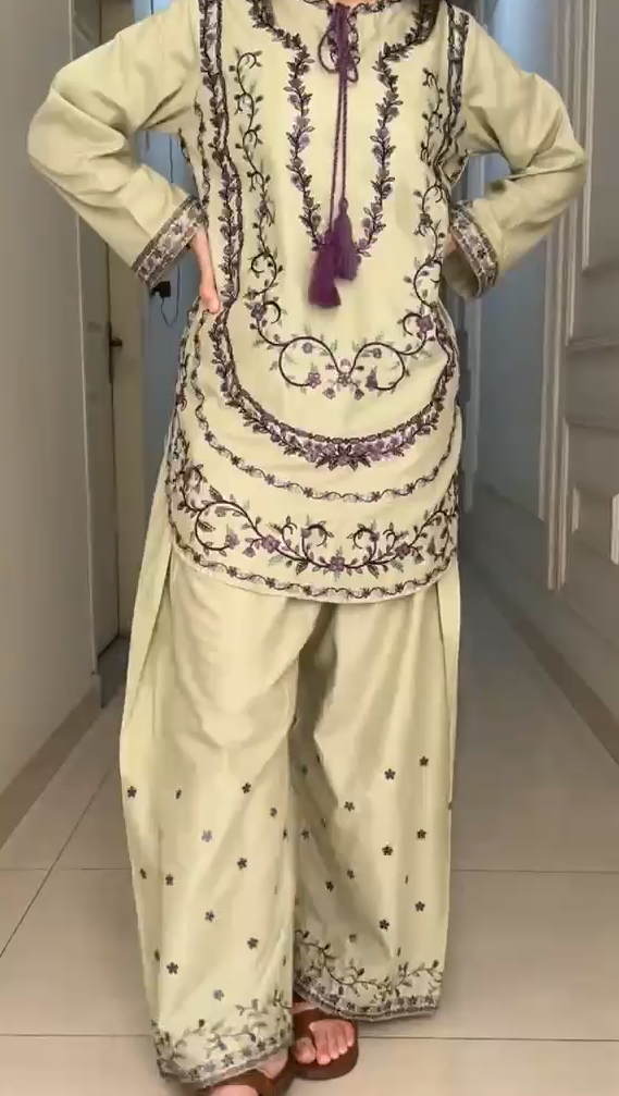 Afrozeh 3 Piece Embroidered Dress