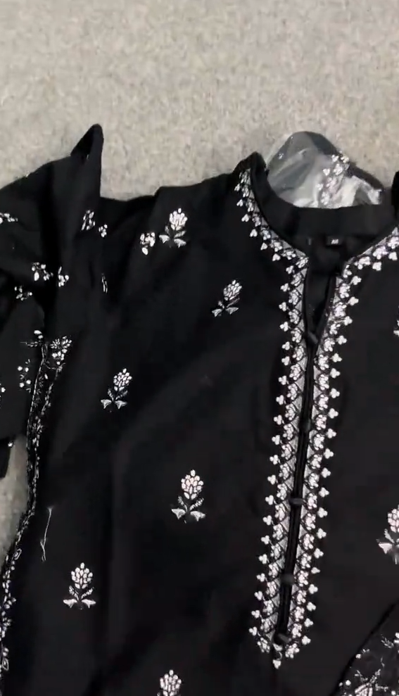 Afrozeh Black Embroidered 3 Piece