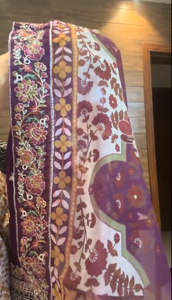Afrozeh Purple Embroidered 3 Piece