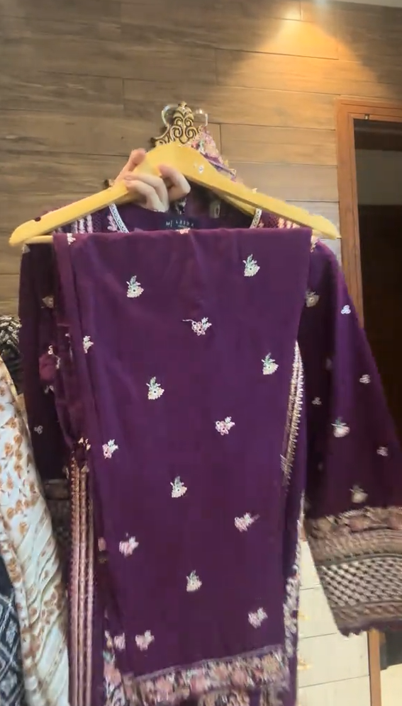 Afrozeh Purple Embroidered 3 Piece