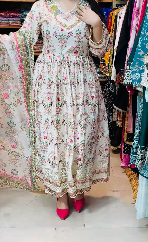 Afrozeh Frock 3 Piece Stitched
