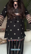Saya Black Embroidered 3 piece Dress