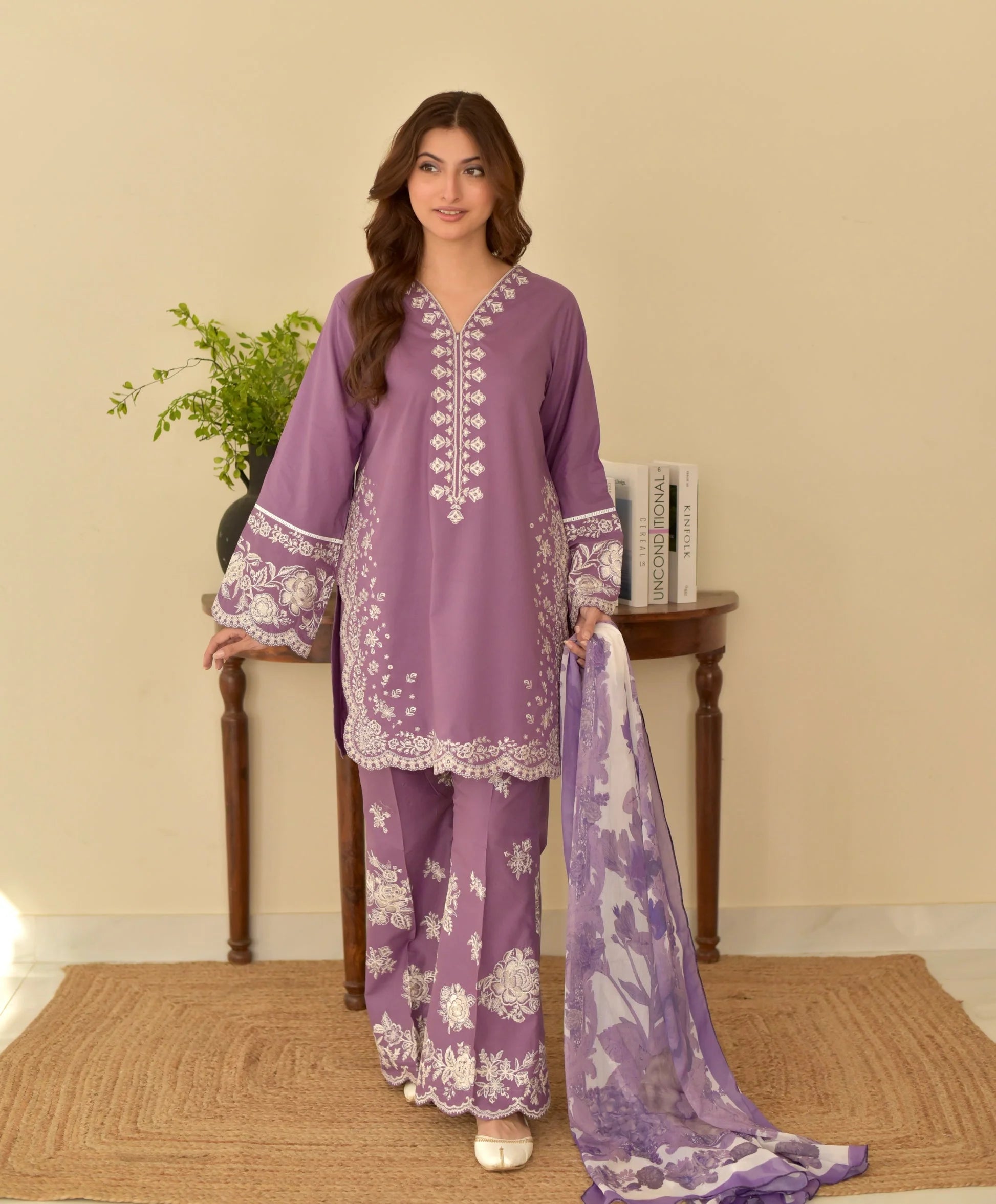 Summer Lilac EMbroidered Dress
