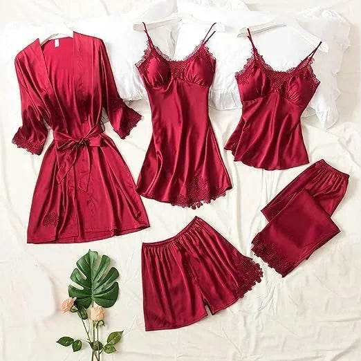 Pack of 5 Silk Nighties Elegant Nightwear Set
