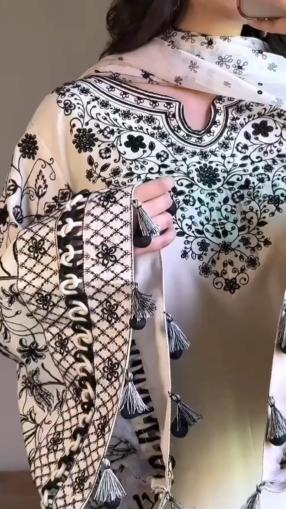 Soul 3 Piece Stitched Embroidered Dress