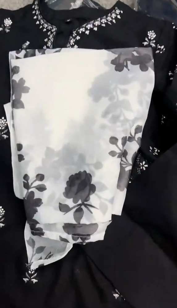 Afrozeh Black Embroidered 3 Piece