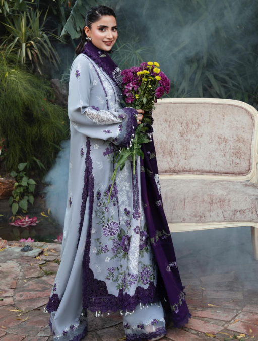 Afrozeh Emb 3pc With Pashmina Shawl