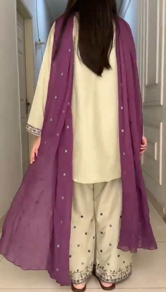 Afrozeh 3 Piece Embroidered Dress